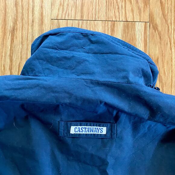 Castaways Vintage Blue Nautical Stripe Windbreaker Jacket Unisex Mens XLarge - Picture 13 of 16
